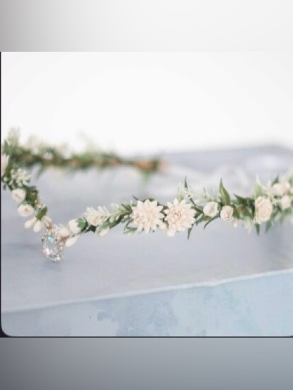 Handmade Delicate Floral Fairy Crown in Ivory and Green